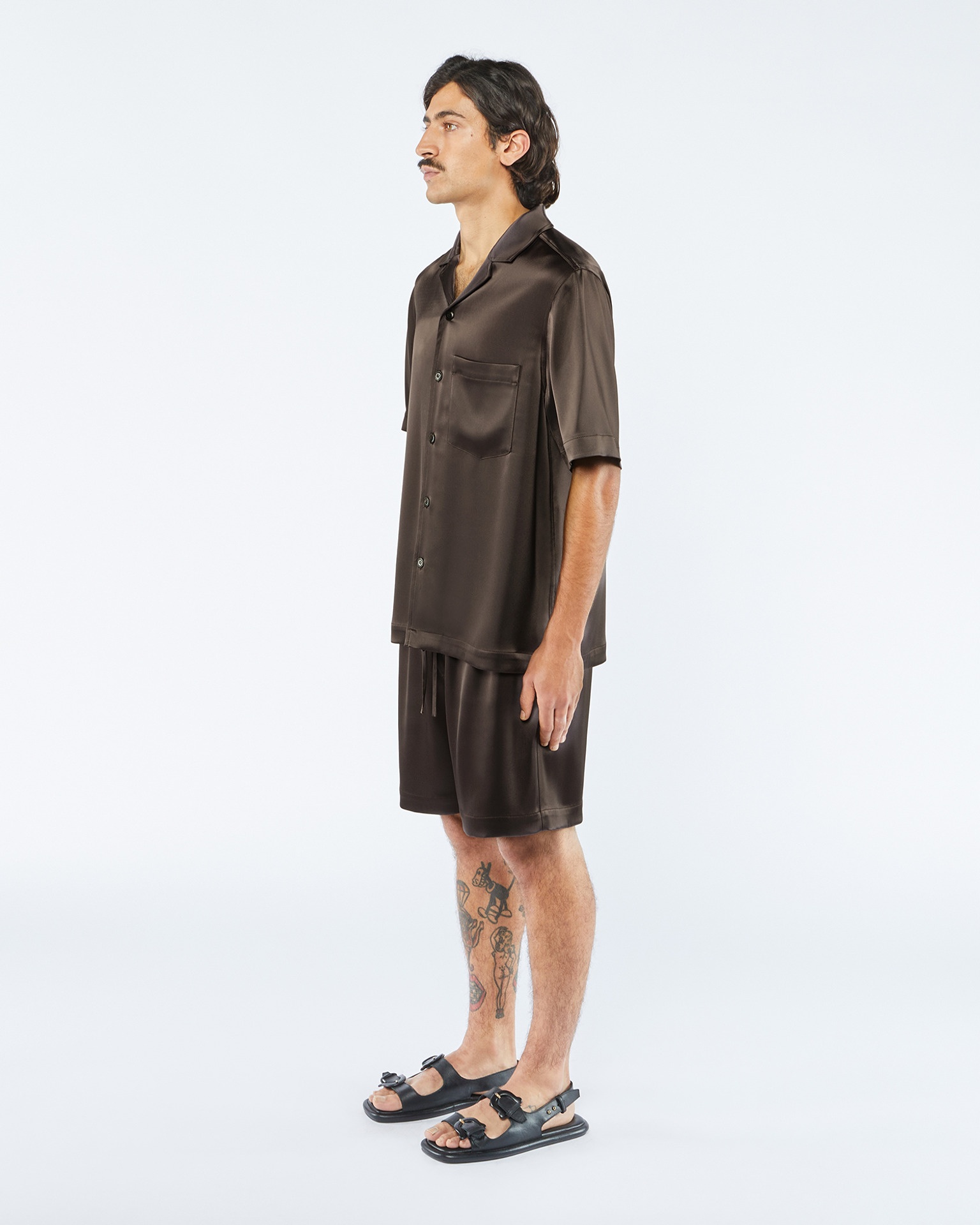 MIK - ANEW Relaxed satin shirt - Espresso - 4