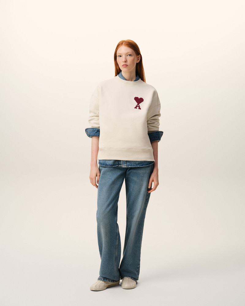 AMI Paris WHITE COTTON AMI DE COEUR SWEATSHIRT outlook