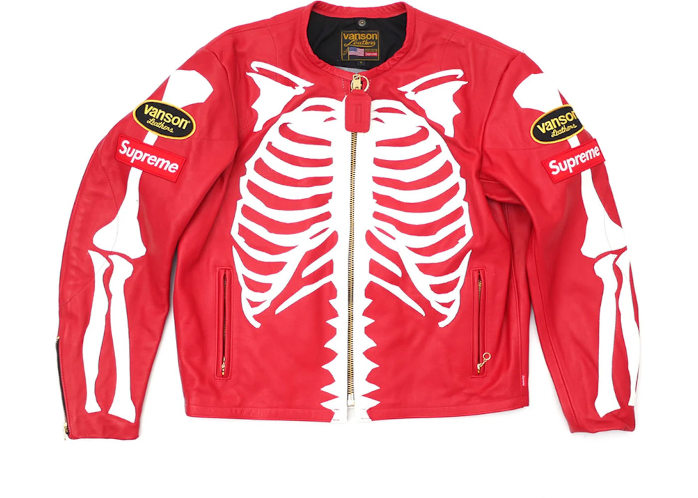 Supreme Vanson Leather Bones Jacket Red - 1