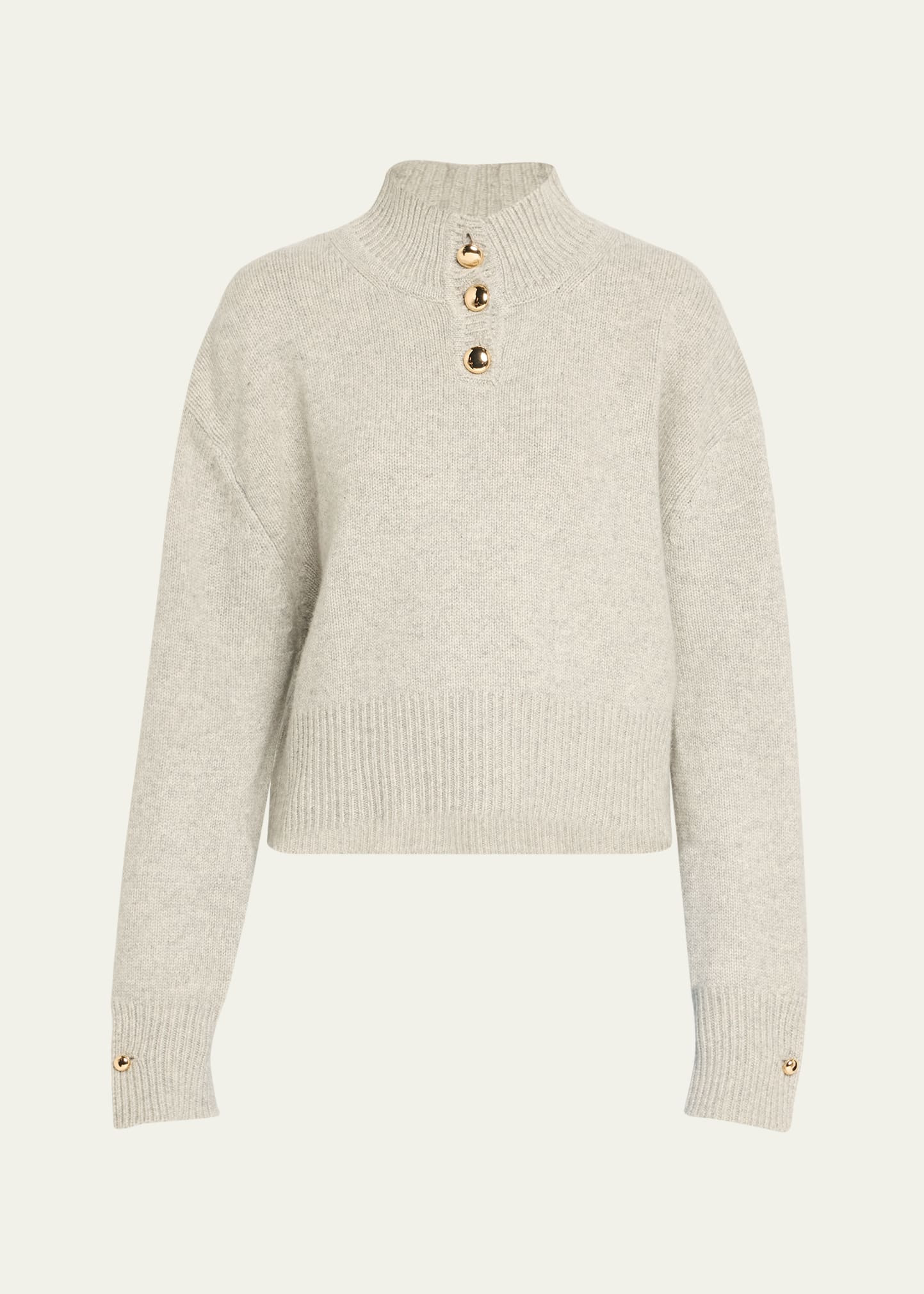 Rowe Macroon-Button Crop Henley Sweater - 1