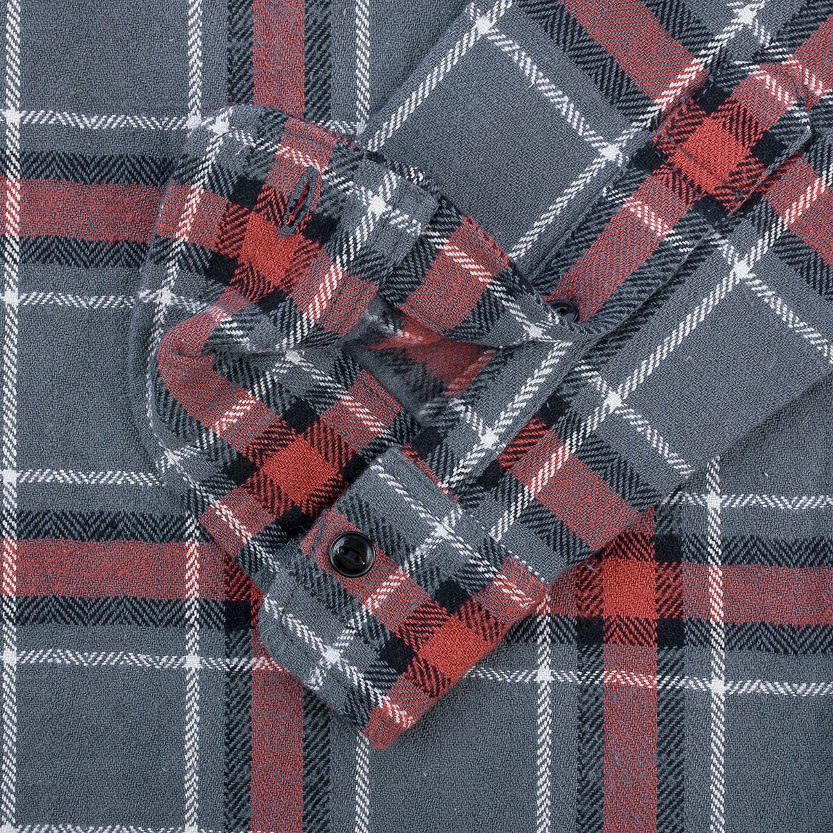 IHSH-375-GRY 12oz Slubby Heavy Flannel Herringbone Check Work Shirt - Grey - 12