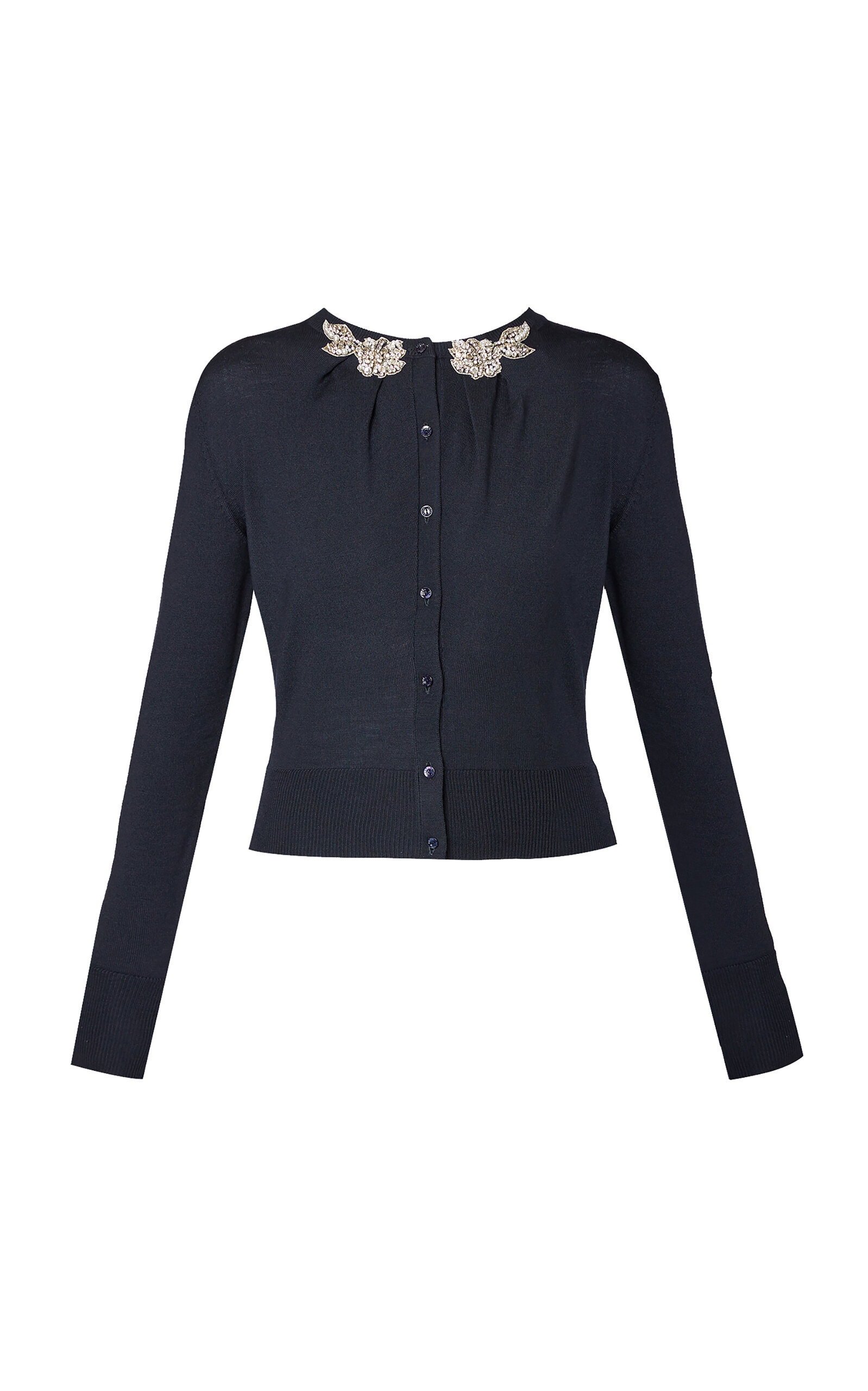 Wool Embroidered Cardigan navy - 1