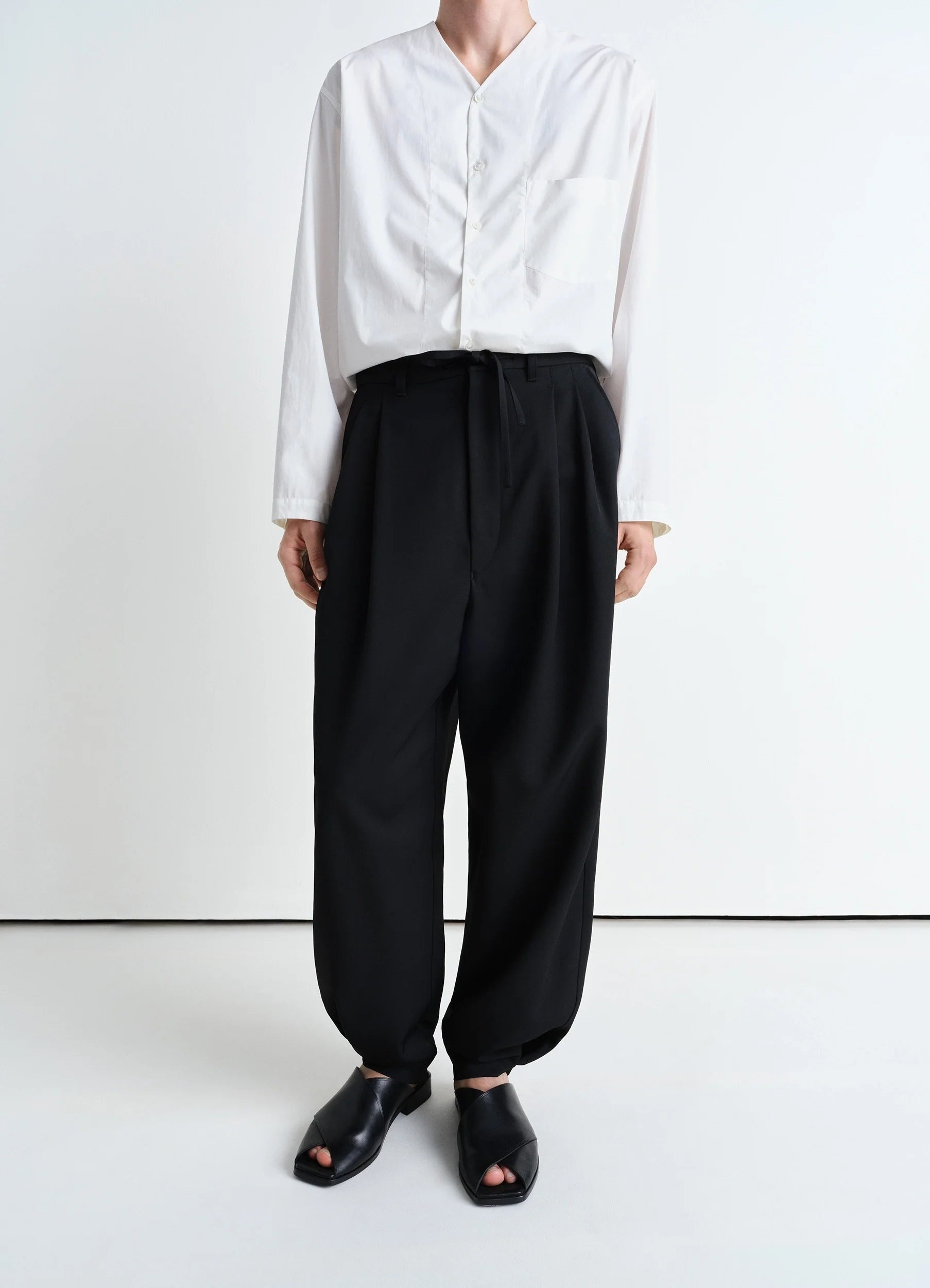 DRAWSTRING PLEATED PANTS - 3