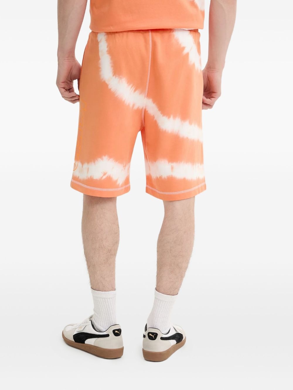 logo-print tie-dye track shorts - 3
