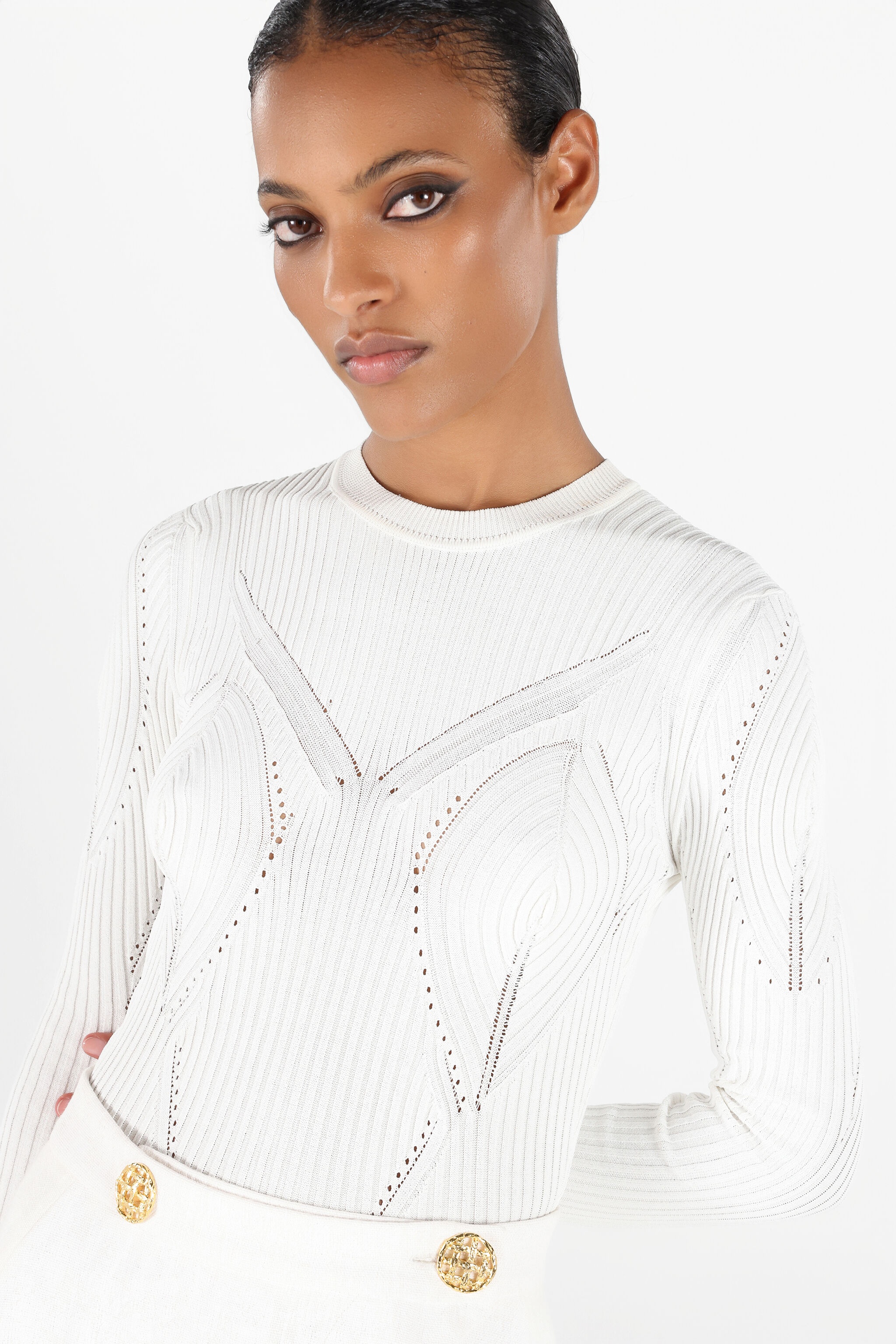 Wall Print Ribbed Sweater - 6