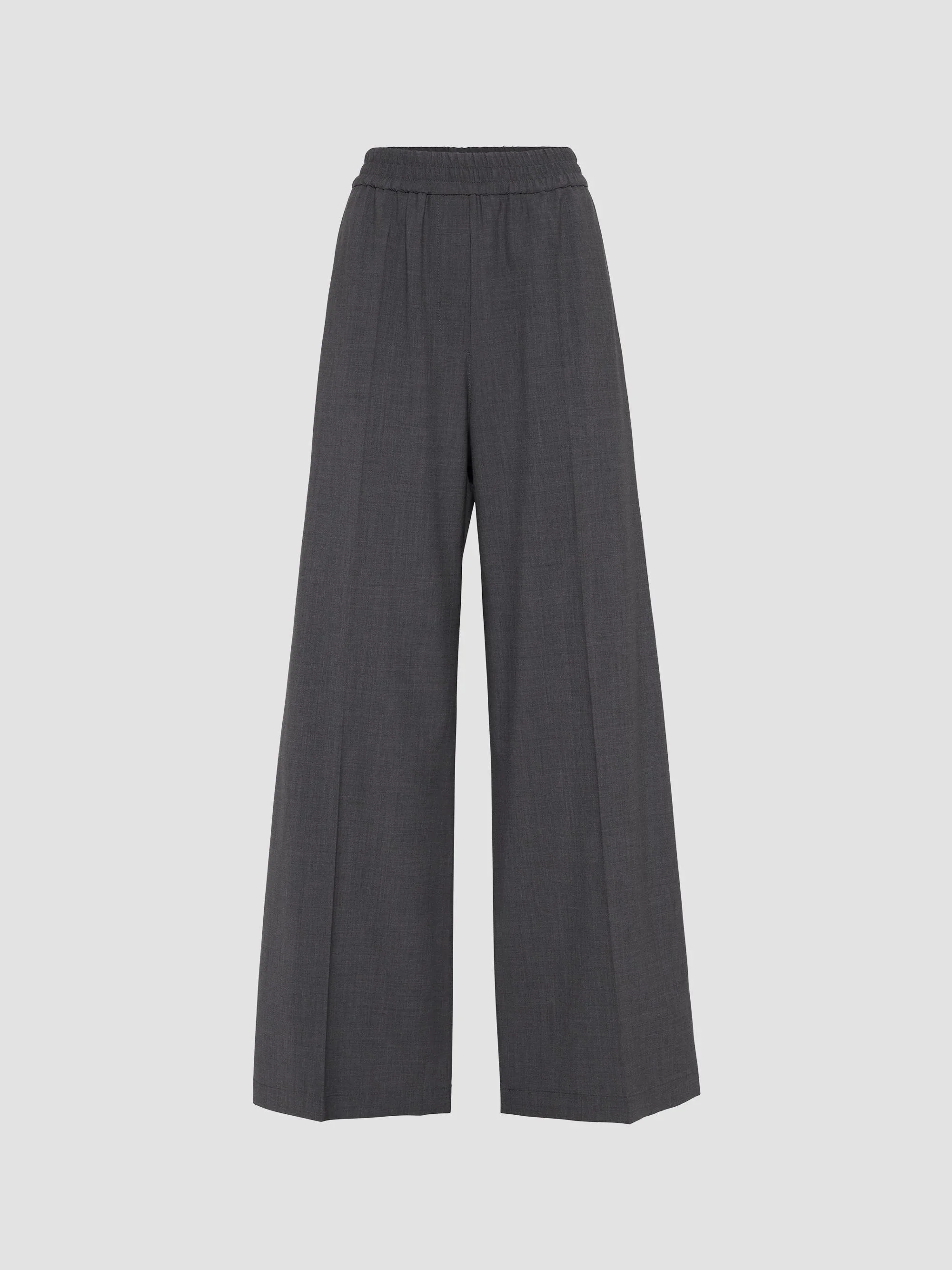 Women's Tropical Luxury Wool Loose Track Trousers - Lignite Grey - 1