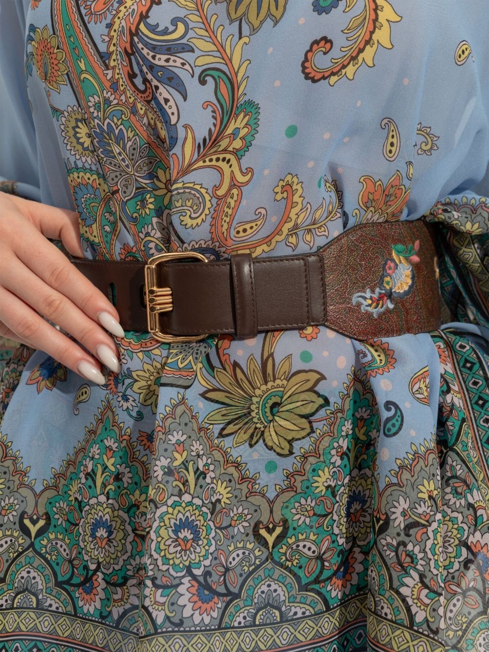 floral-embroidered belt - 5