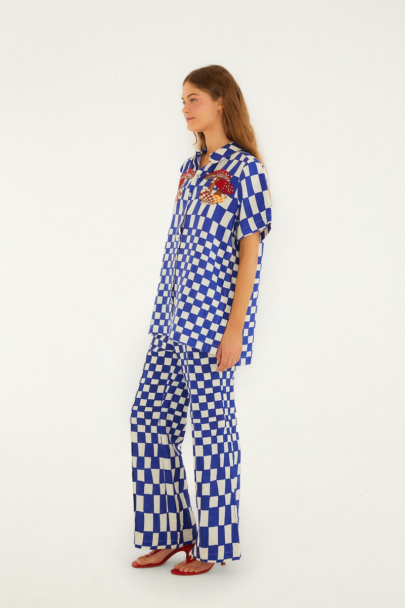 Blue Dream Checkered Lenzing Ecovero Euroflax Pants 5