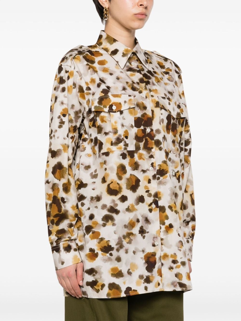 watercolour-print cotton shirt - 3