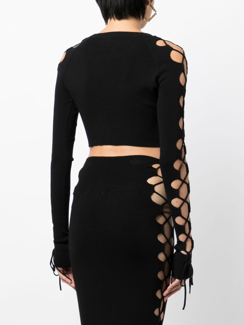 lace-up detail cropped jumper - 4