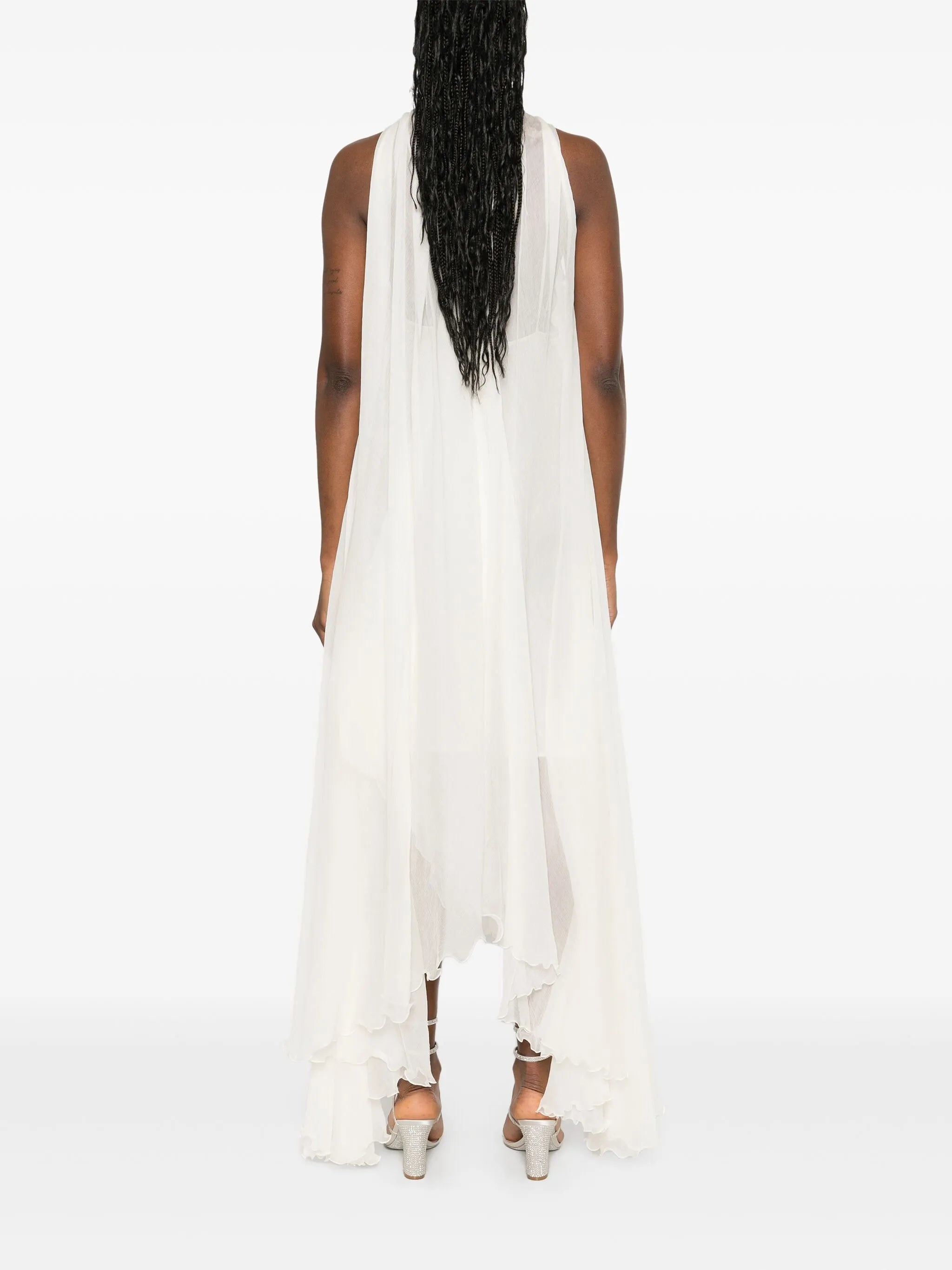 Floral-appliqué Silk Maxi Dress - 3