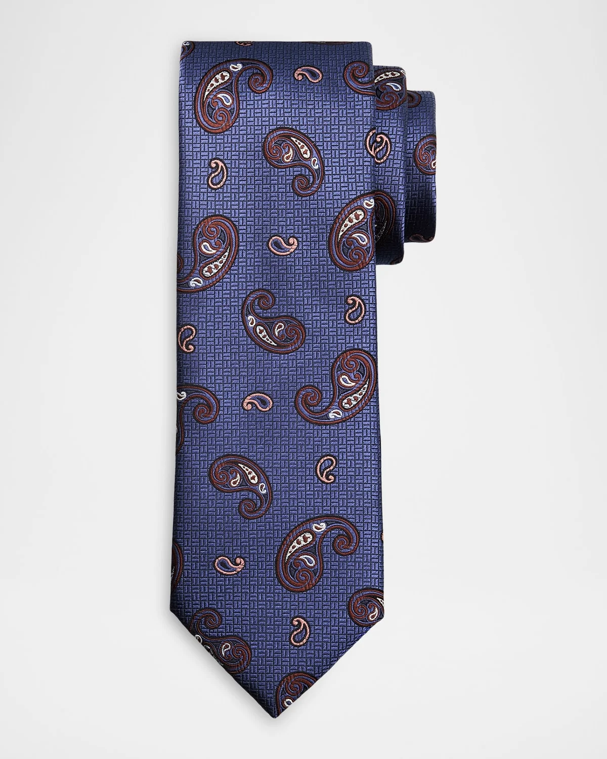 Men & apos;s Micro-Geometric Woven Paisley Silk Tie - 1