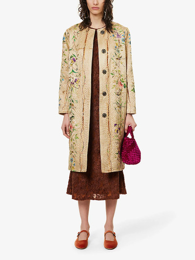 By Walid Tanita floral-embroidered silk coat outlook