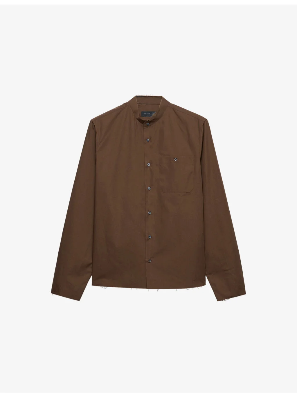 Band-Collar Slim-Fit Woven Shirt - 1