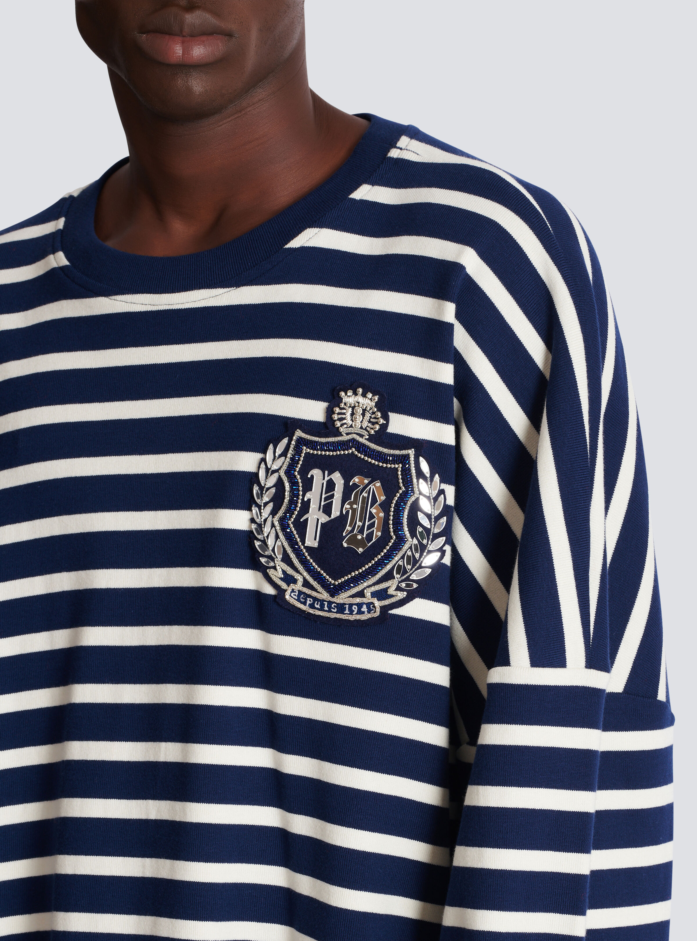 Cotton College Emblem sweatshirt with Breton stripes - 8