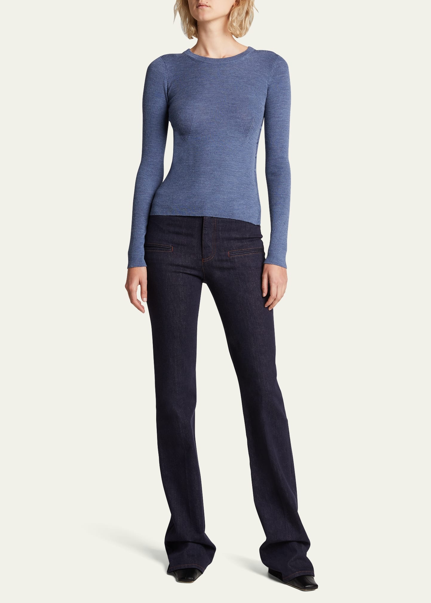 Flared Denim Pants - 2
