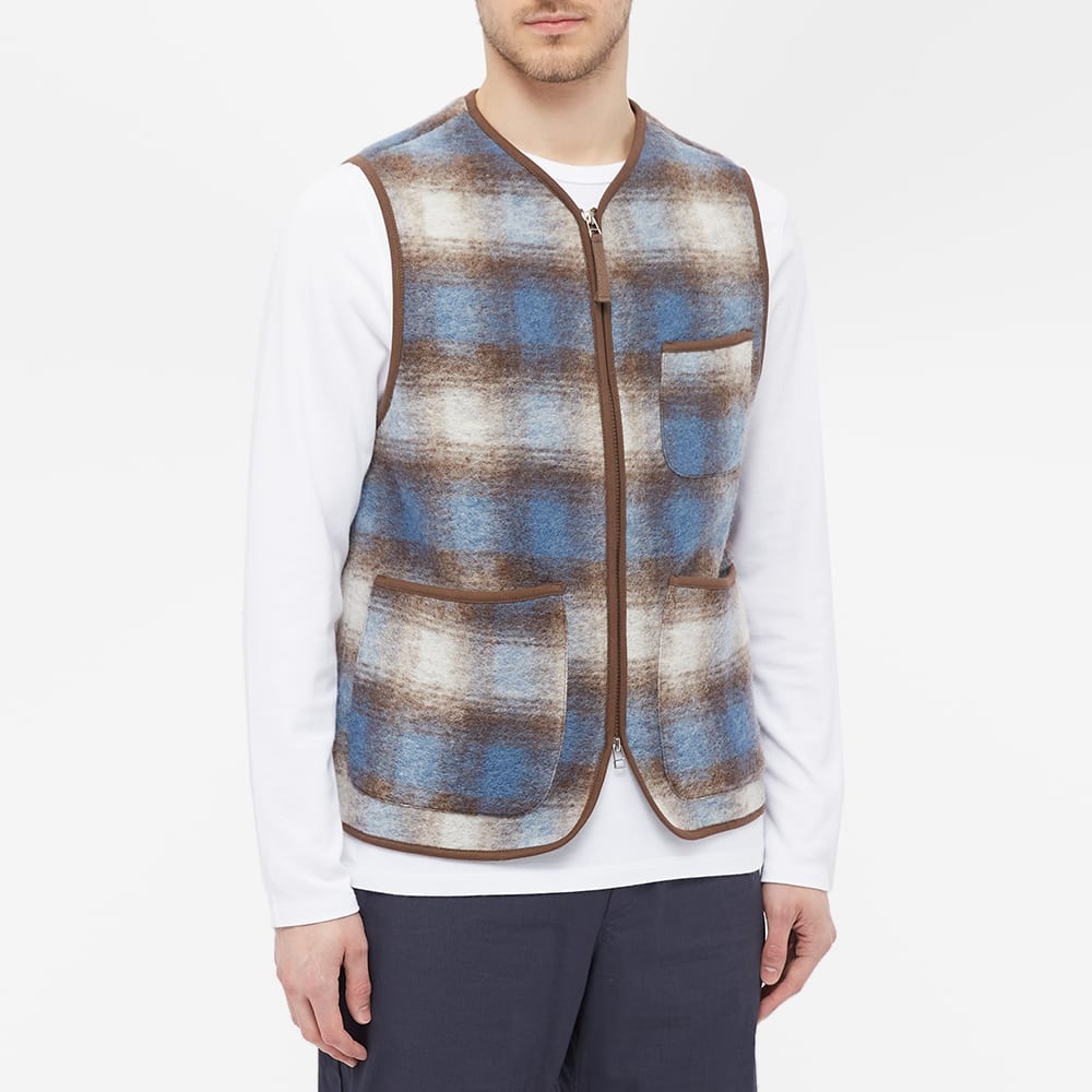 Universal Works Wool Fleece Check Zip Waistcoat - 5