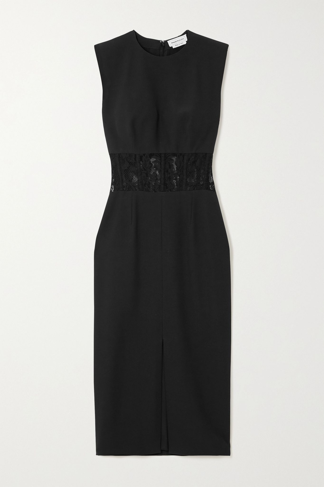 Lace-trimmed crepe midi dress - 1