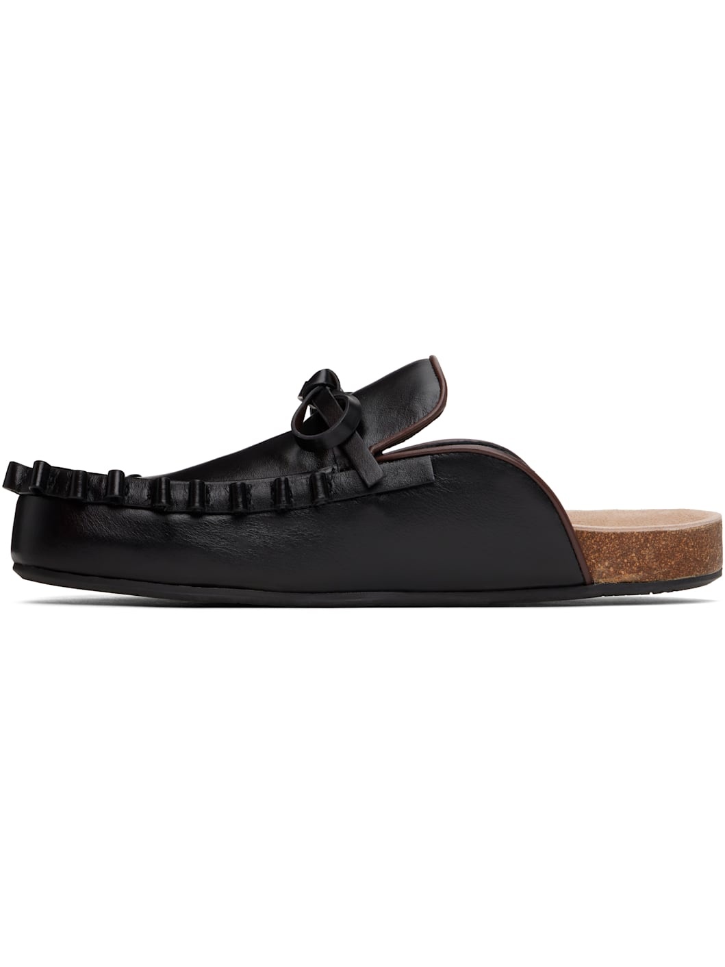Black Ruffle Slip-on Loafers - 3