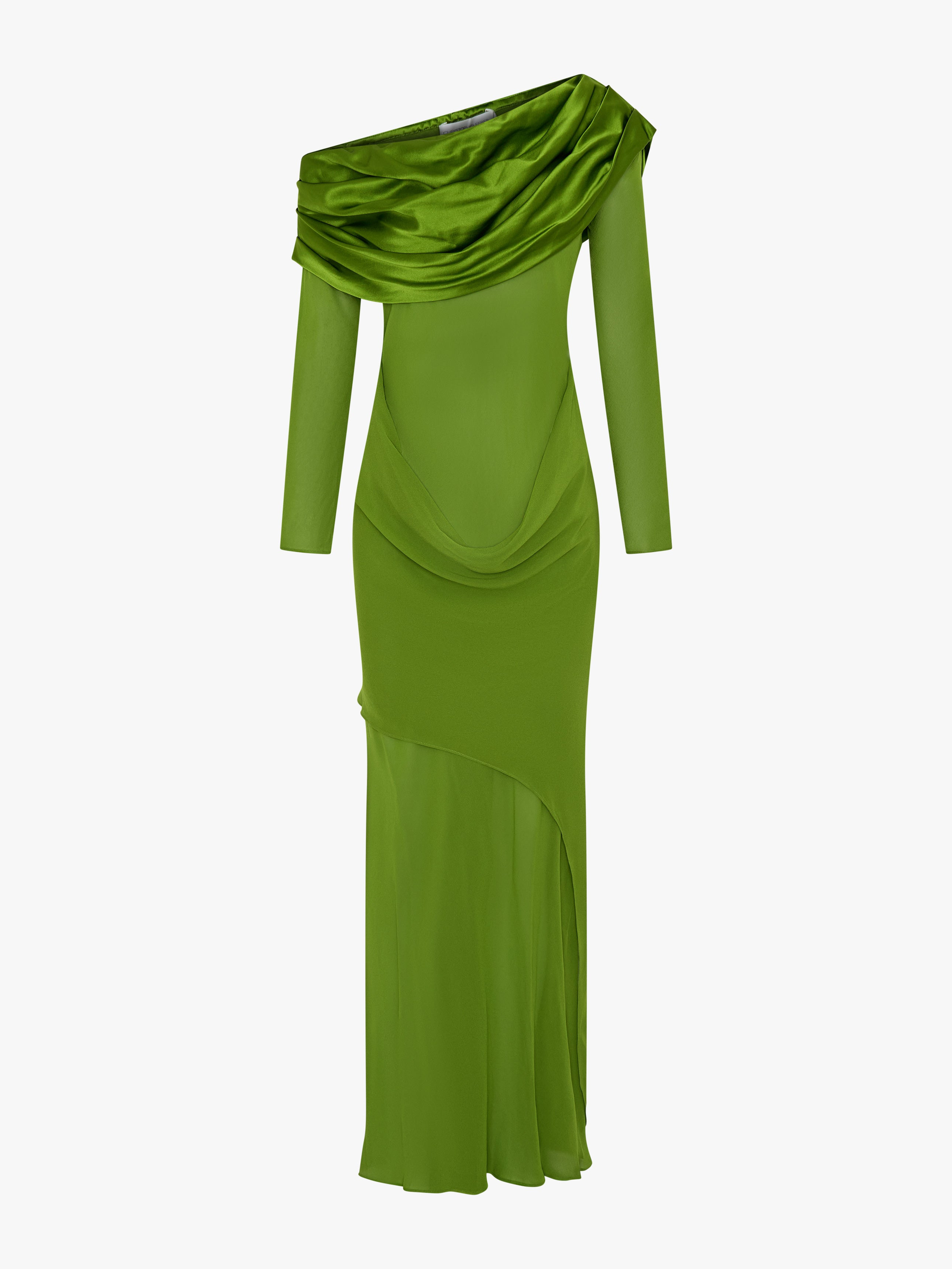 Silk Draped Shawl Dress - 5