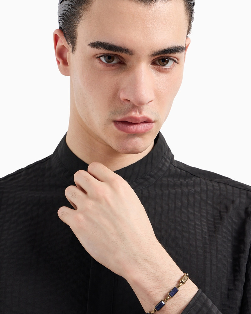EMPORIO ARMANI BLUE STONE WITH IP ANTIQUE GOLD-PLATING CHAIN BRACELET outlook
