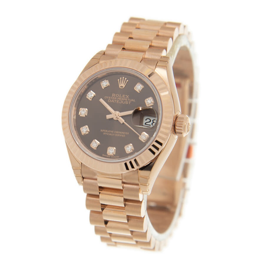 Rolex Lady Datejust Chocolate Diamond Dial Automatic 18 Carat Rose Gold President Watch 279175CHDP - 4