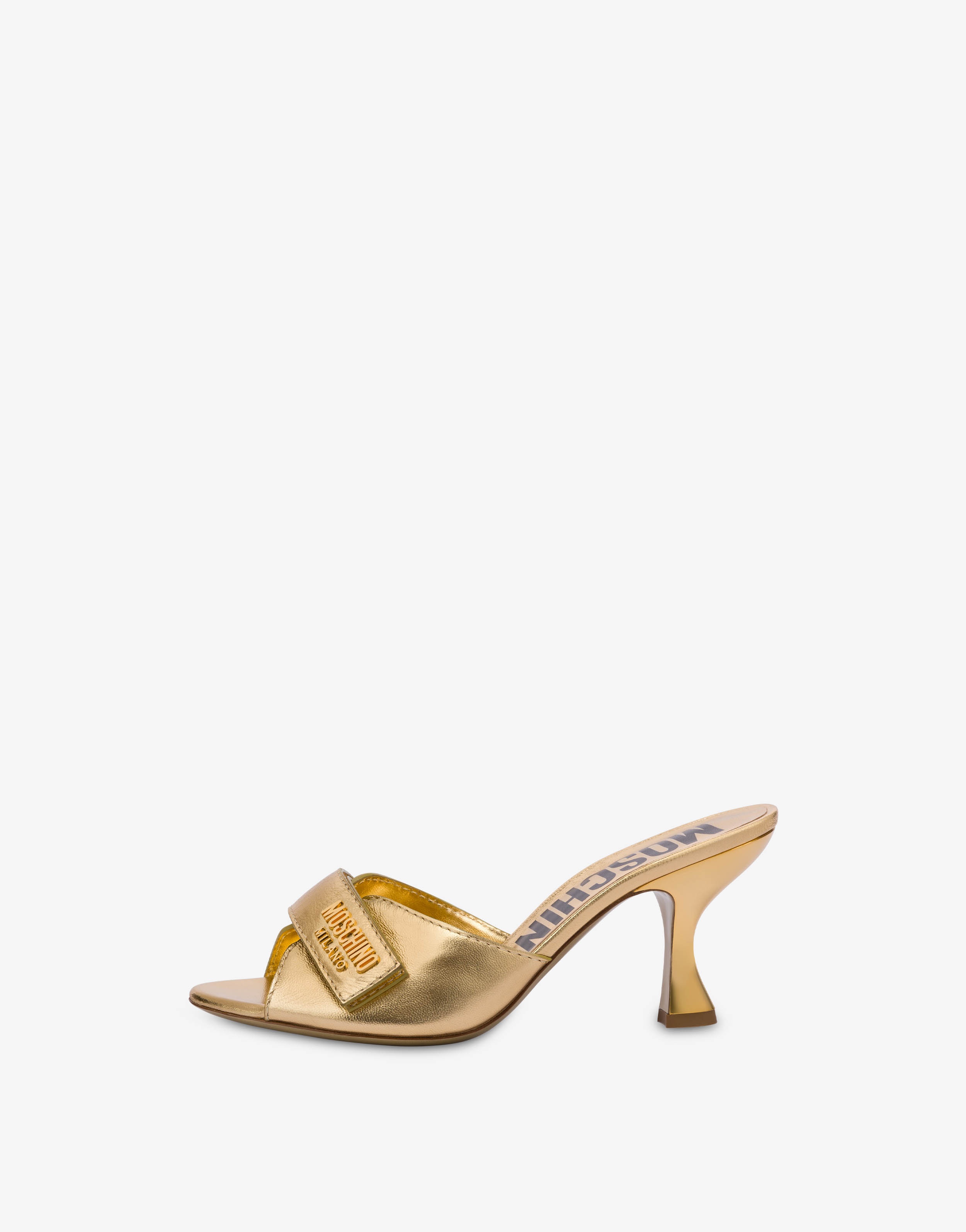 METAL LOGO FOILED CALFSKIN SANDALS - 2