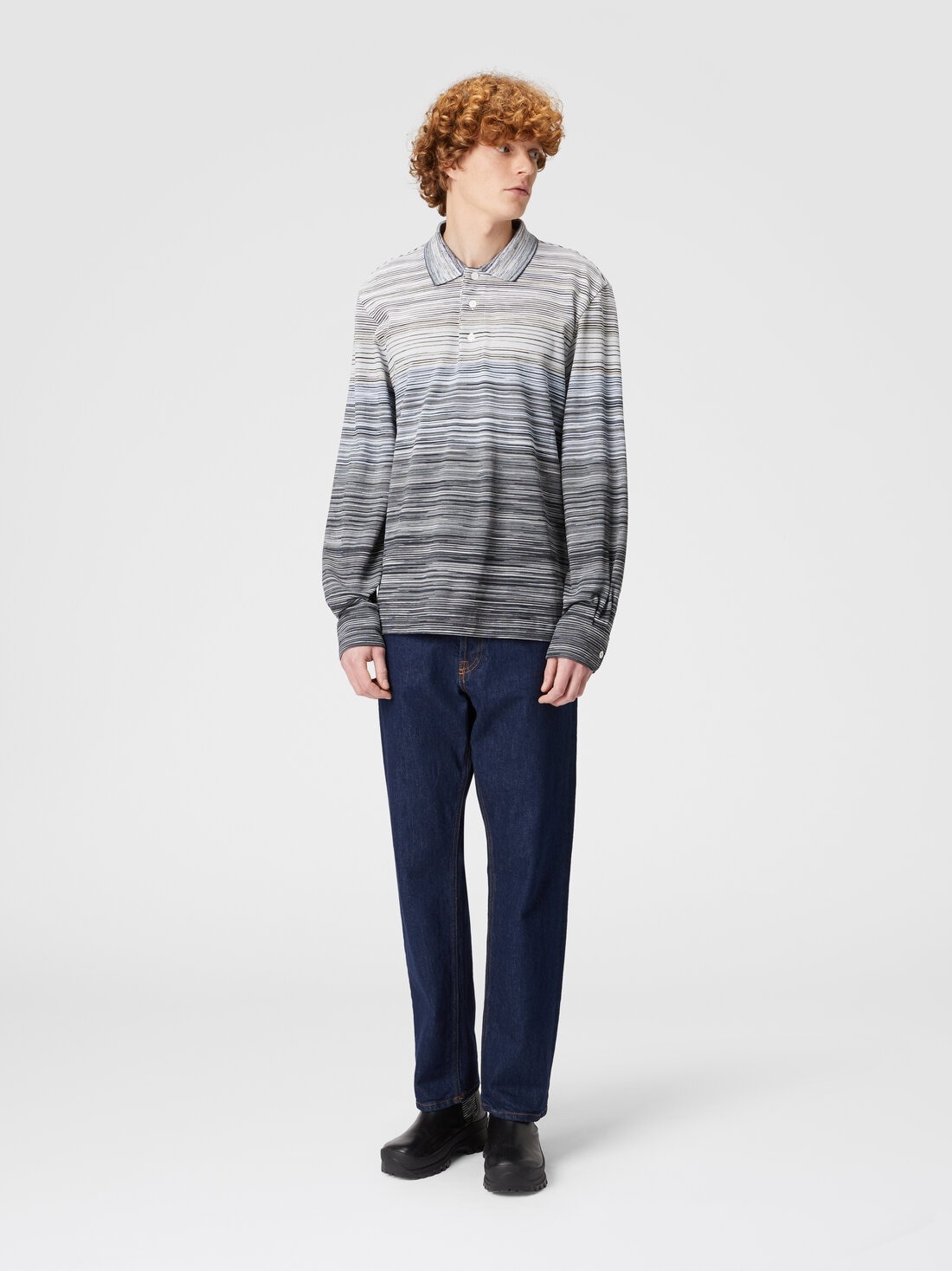Long-sleeved polo shirt in slub cotton piqué - 2