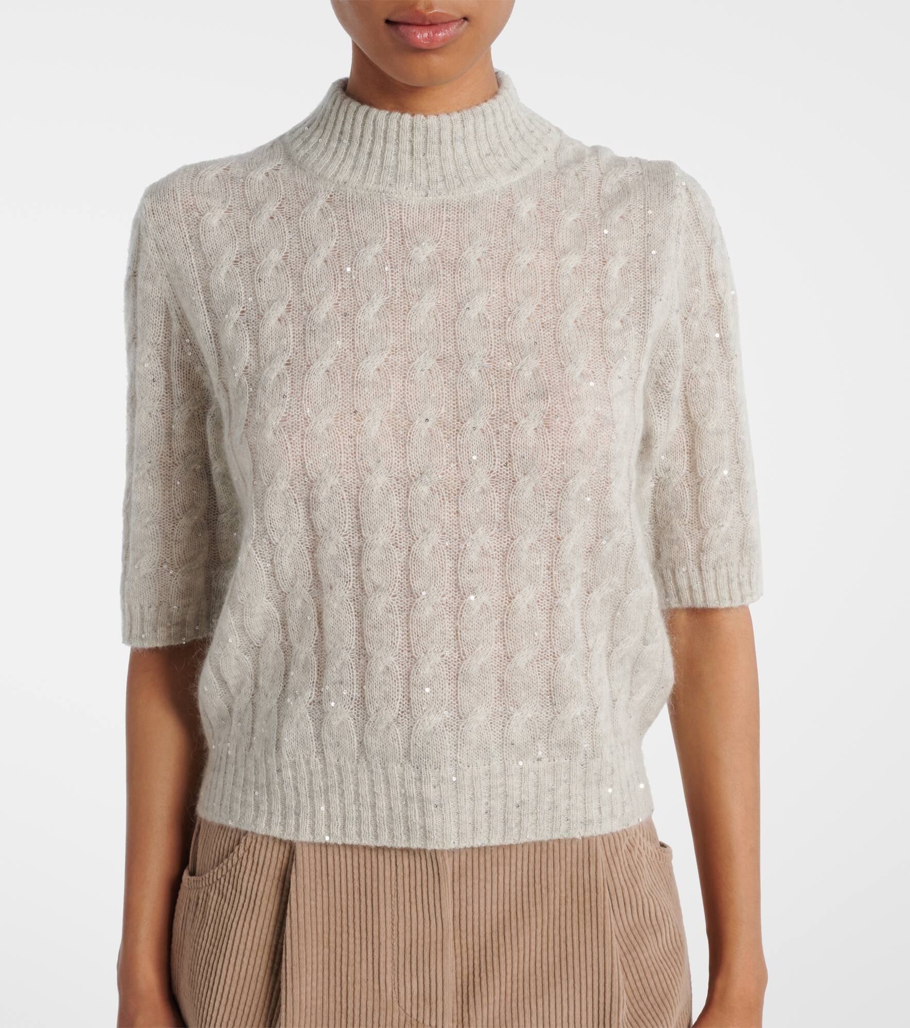 Sequined cable-knit sweater - 5