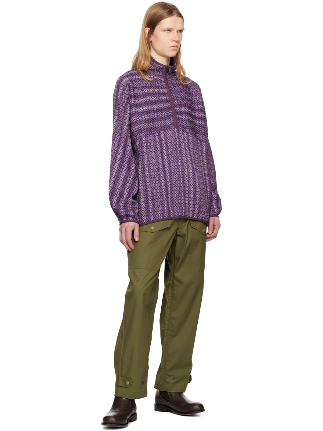 Purple Mosley Inlay Popover Sweater - 4
