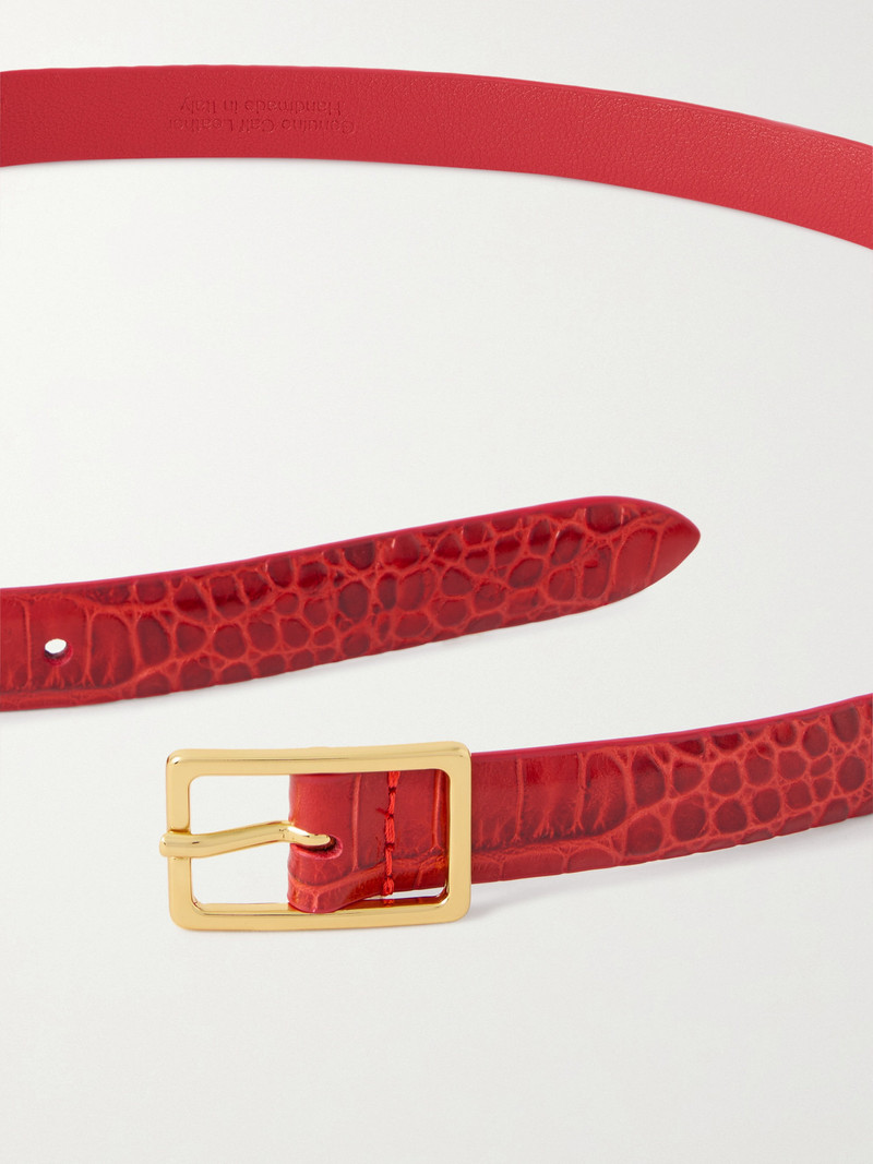 Croc-effect Leather Belt 3
