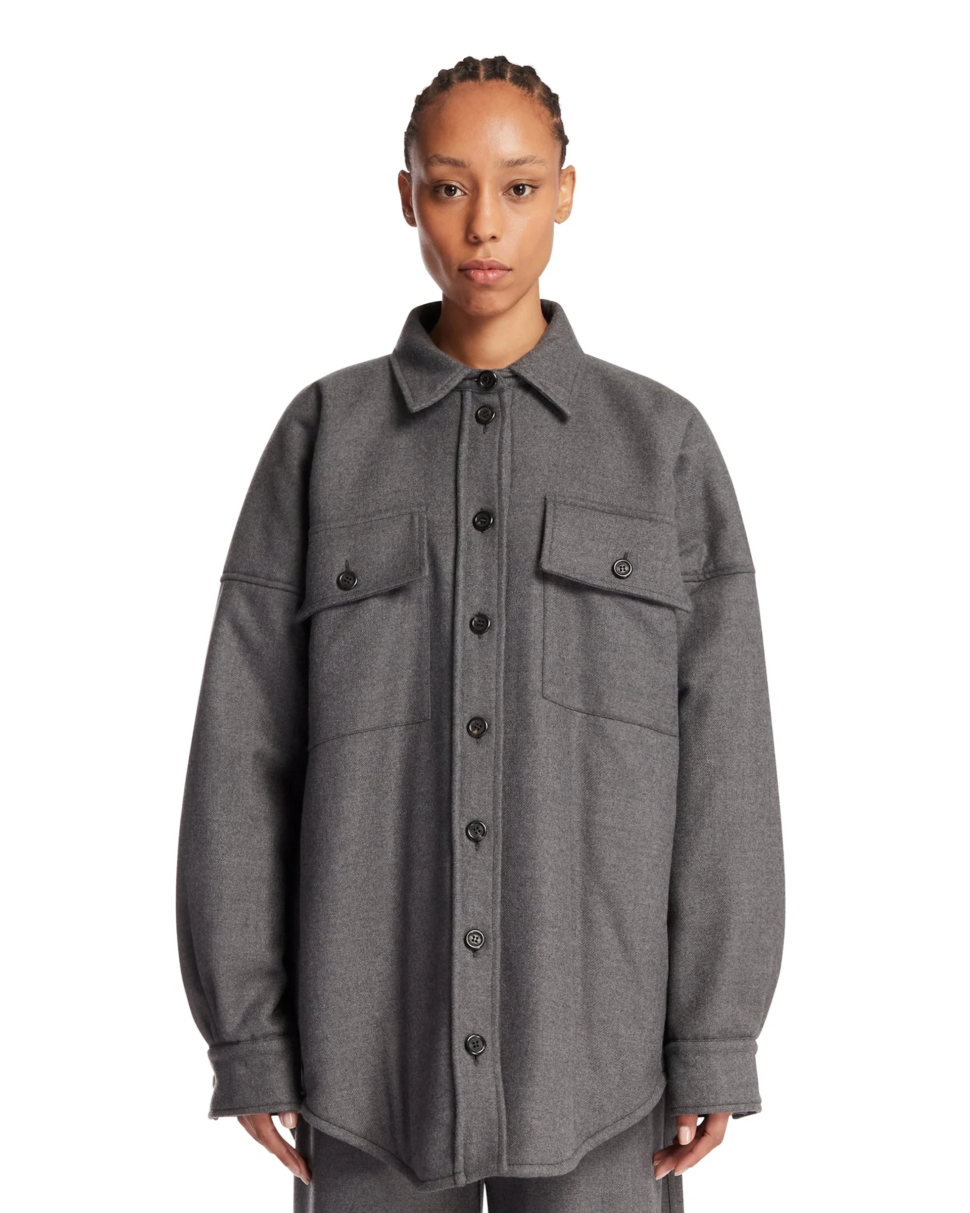 Gray Wool Overshirt - 1