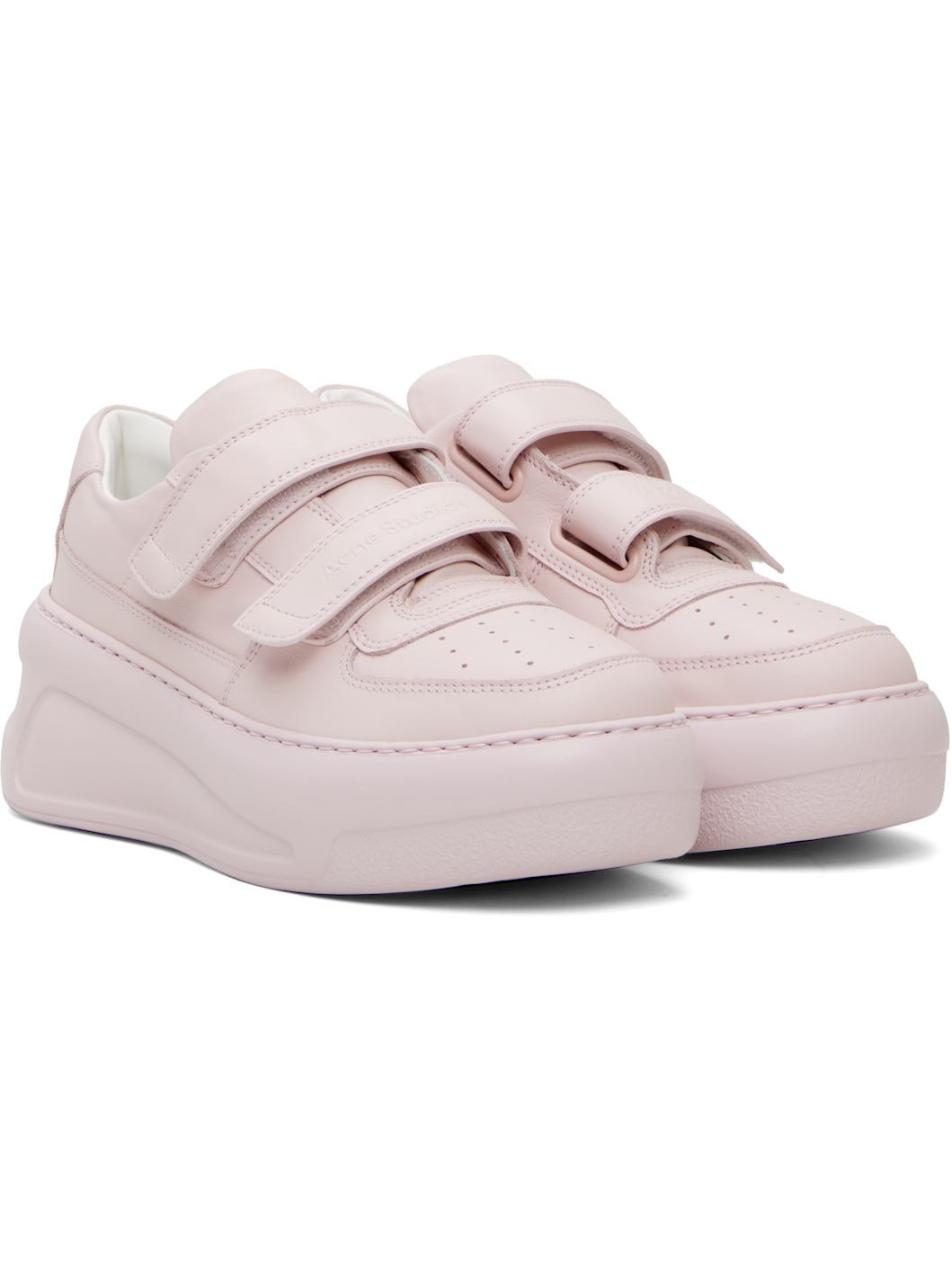 Pink Velcro Strap Platform Sneakers - 4