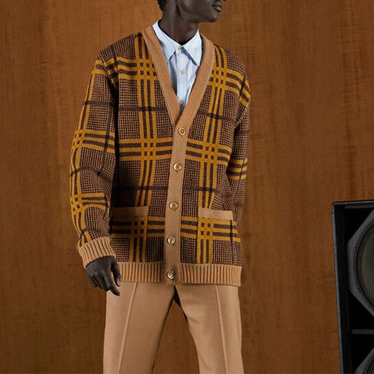 Gucci Reversible Wool Knit Cardigan 'Brown Yellow' 696576-XKCFX-2378 - 2