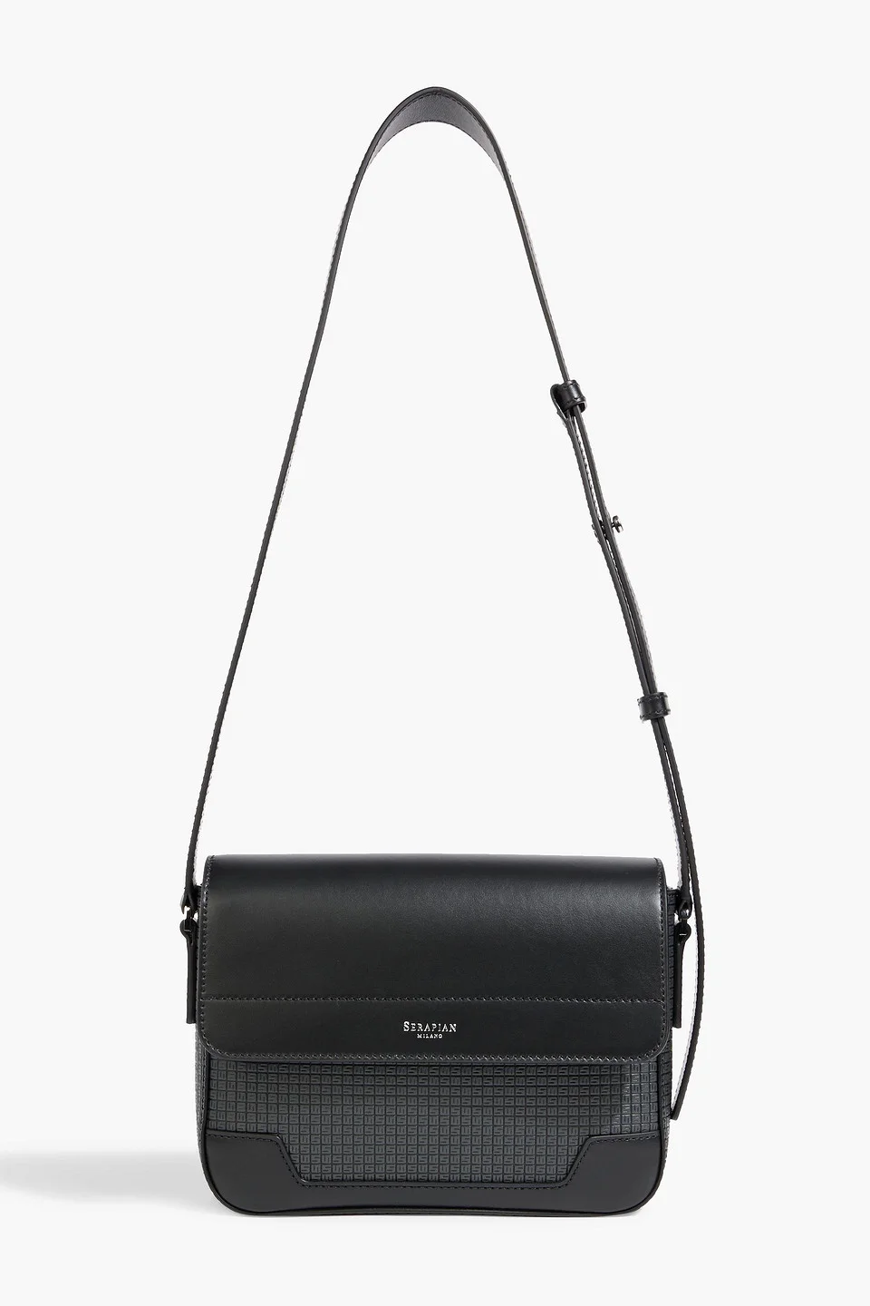 Leather and embossed coated-canvas messenger bag - 1