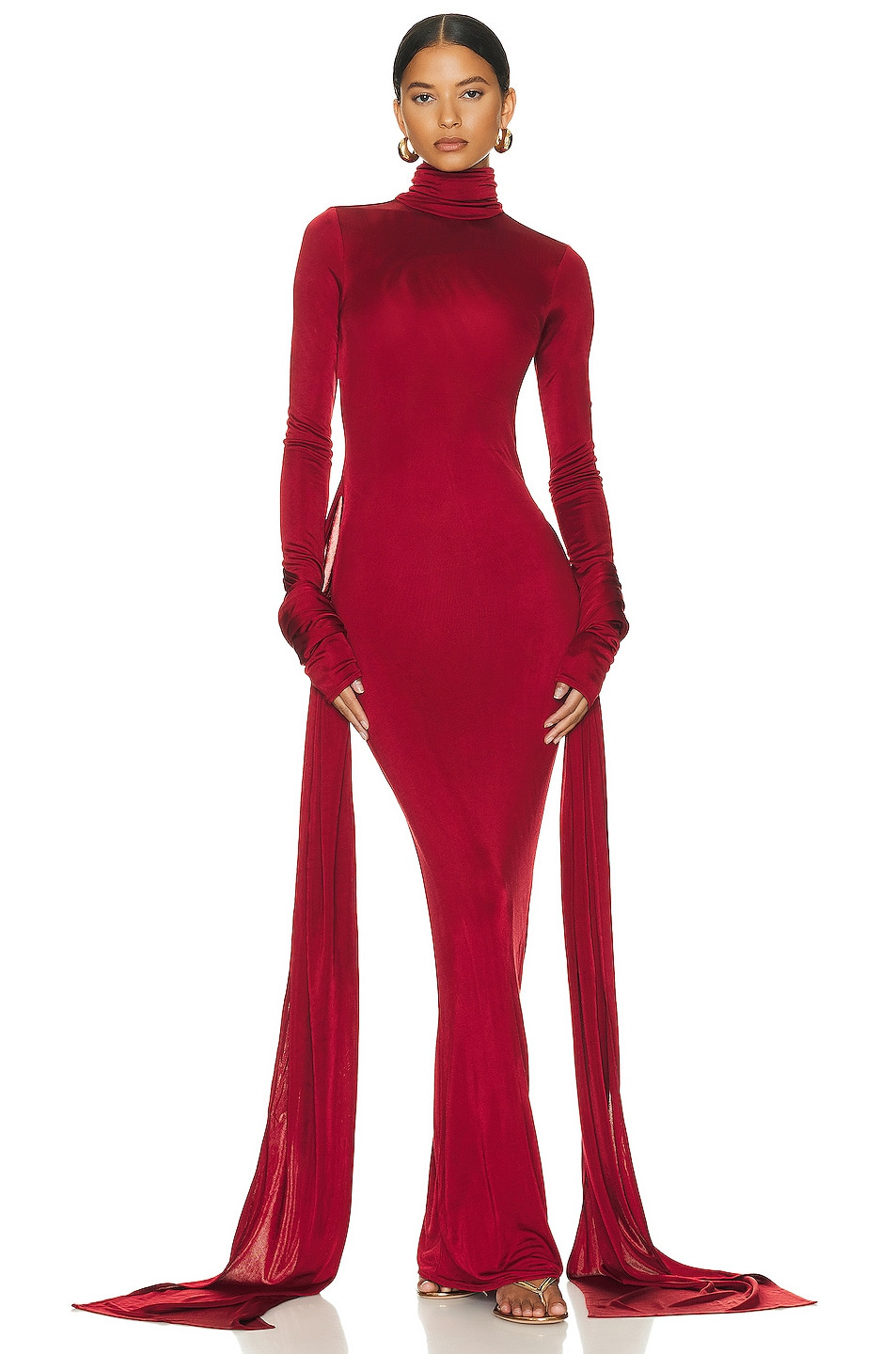 Slinky Jersey Sarong Maxi Dress - 4