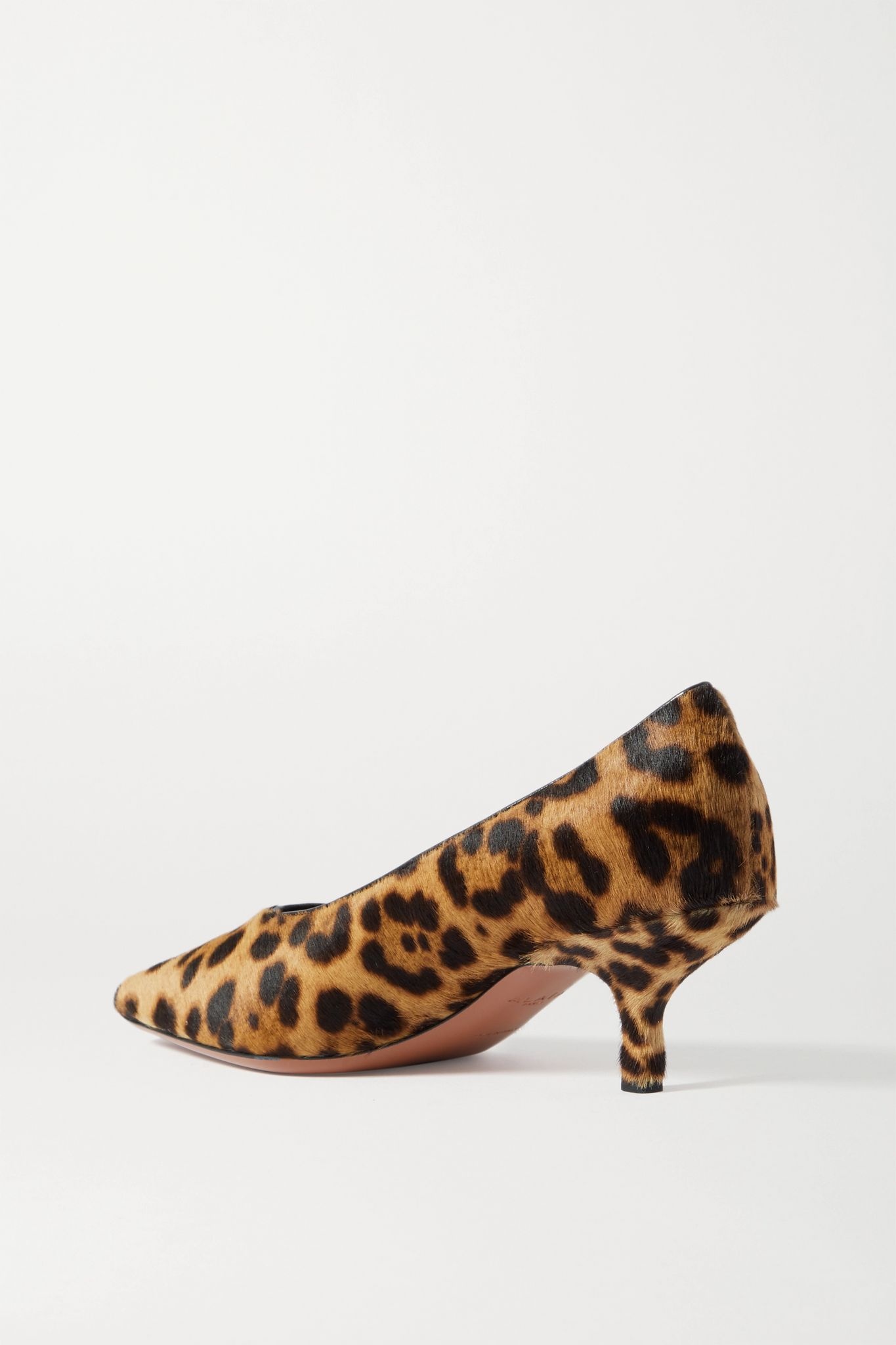 55mm leather-trimmed leopard-print calf hair pumps - 3