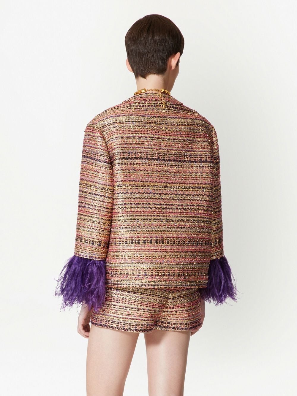 Tweed Party feather-trim jacket - 4