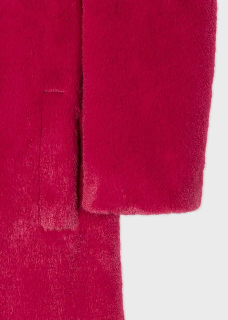 Raspberry Faux Fur Coat 3