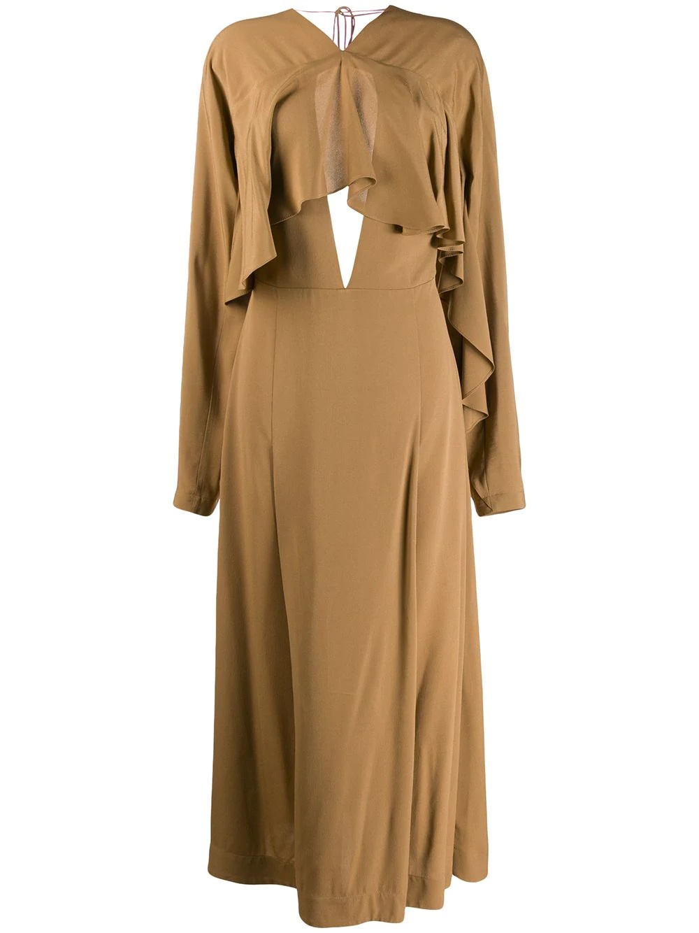 long-sleeved draped dress - 1