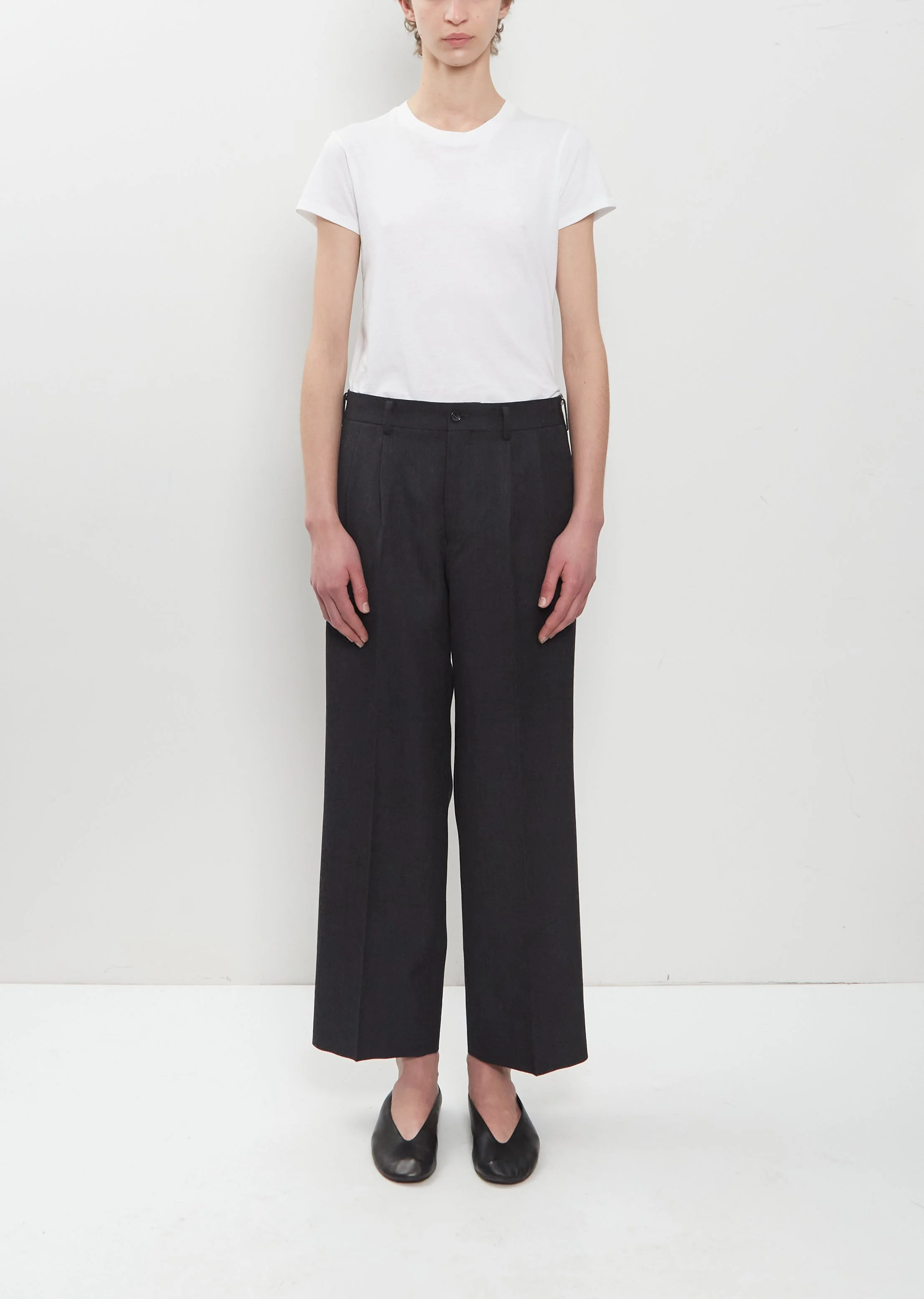 Wool Gabardine Pleated Trouser - 1