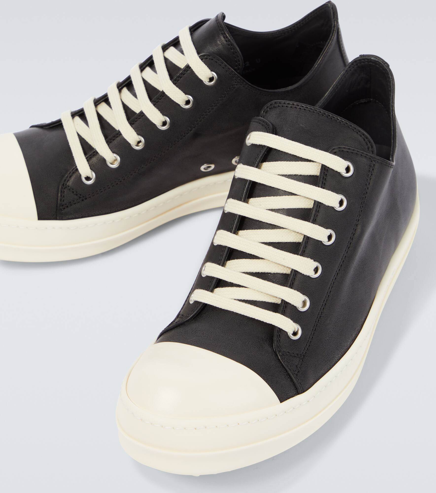Low-top leather sneakers - 3