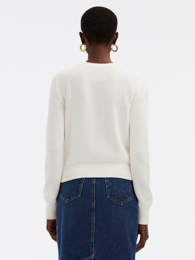 Oscar de la Renta PAINTED POPPIES EMBROIDERED PULLOVER outlook