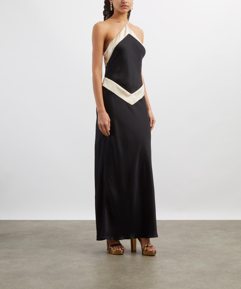 Reformation Jillian Black Silk Dress outlook