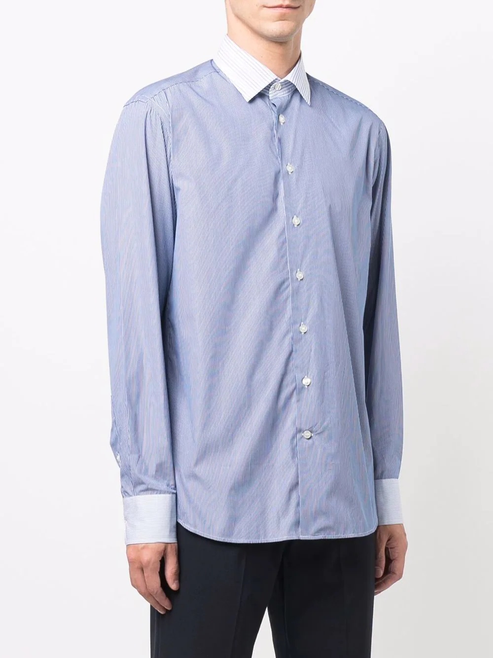 contrast collar pinstripe shirt - 3