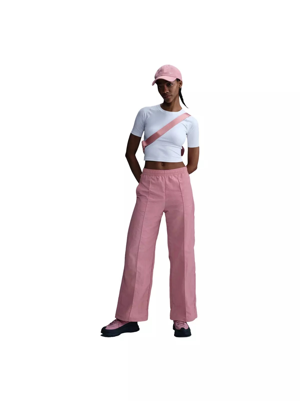 Women's Sportswear Everything Wovens Mid-Rise Open-Hem Pants - Pink - 3