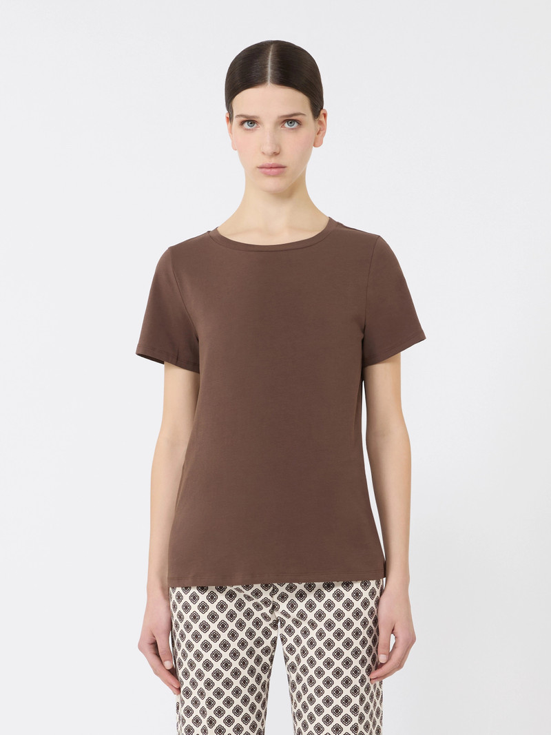 MULTIF Stretch jersey basic T-shirt - CHOCOLATE 3