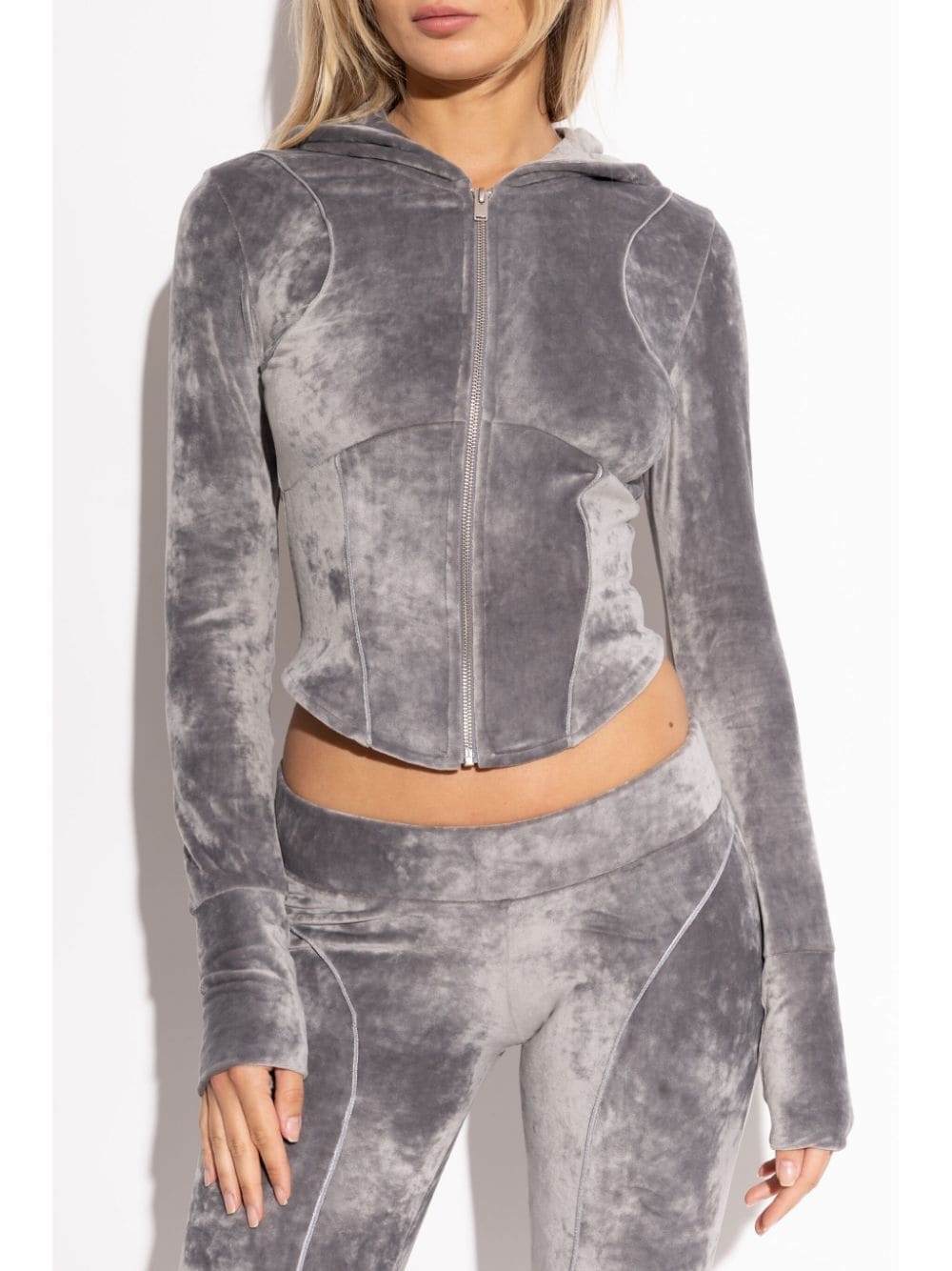 rhinestone-logo cropped hoodie - 3