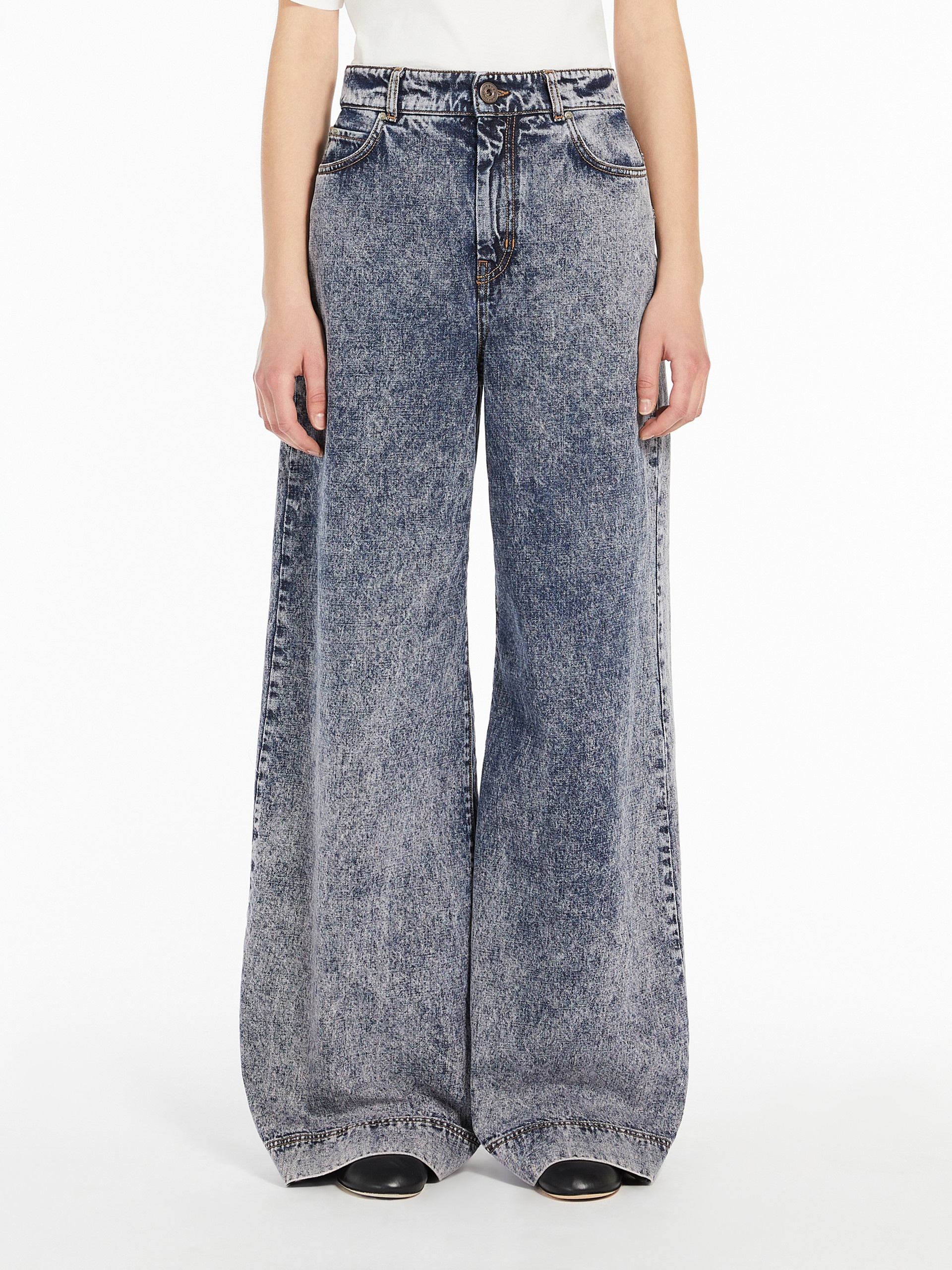 PALLORE Cotton denim wide jeans - 3