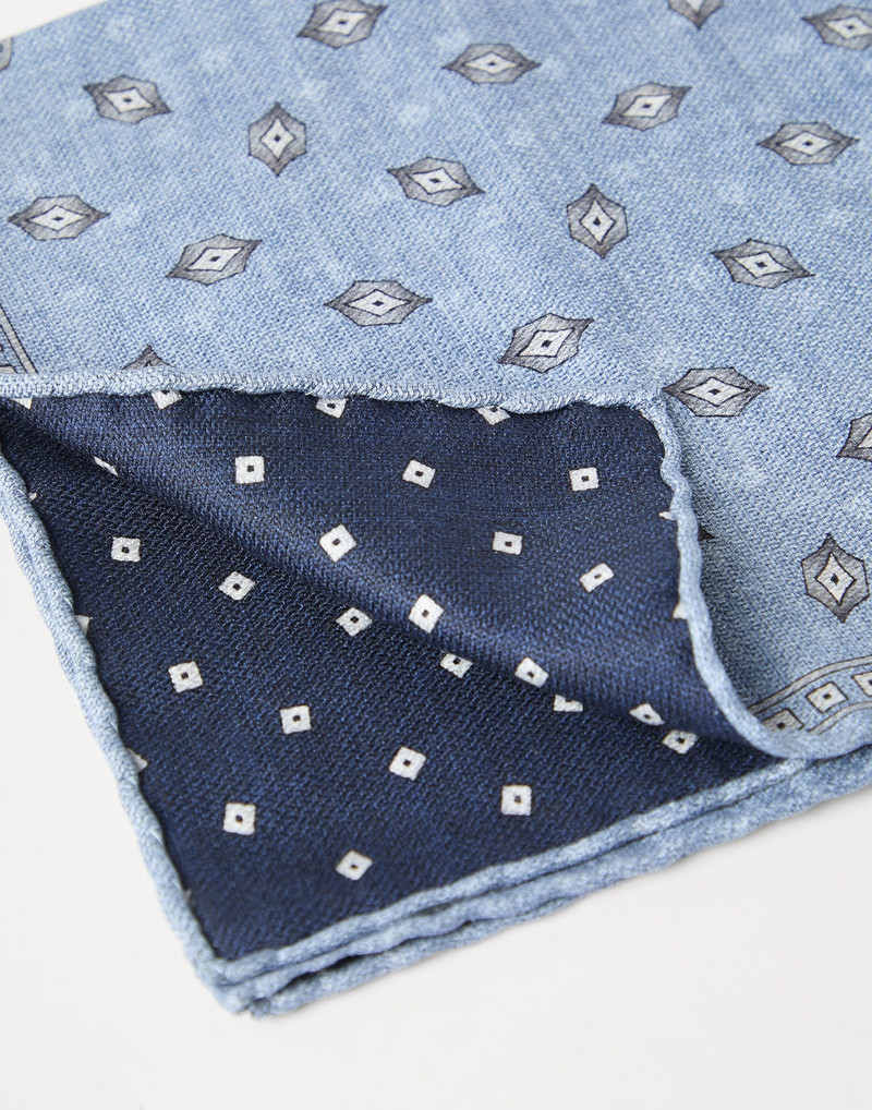 Brunello Cucinelli Silk pocket square with diamond design outlook